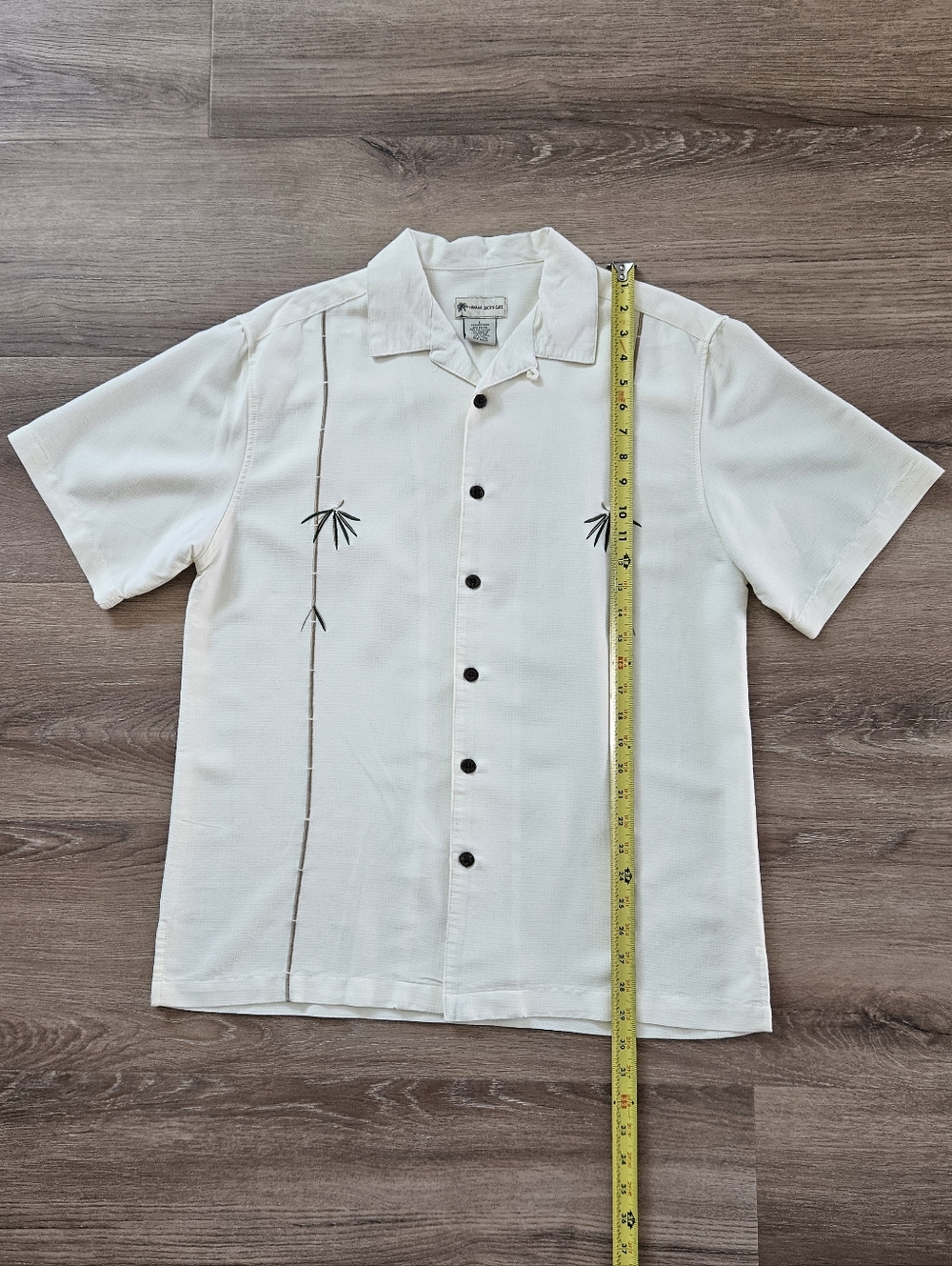 Havana Jack's Cafe Men's Cream Short-Sleeve Button-Up Shirt with Bamboo Print - Picture 2 of 7